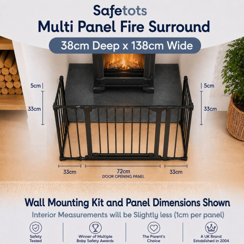 Safetots (33D x 138W cm) Safetots Multi Panel Fire Surround Black 2