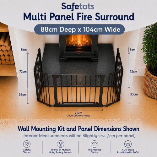 Safetots (88D x 104W cm) Safetots Multi Panel Fire Surround Black 2
