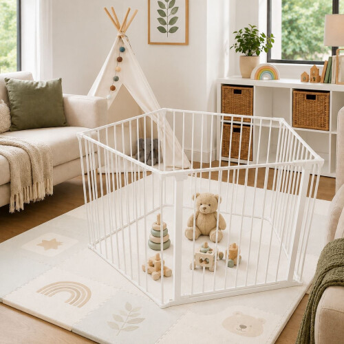 Safetots (5 x 72cm, White) Safetots Premium Multi Panel Play Den 1