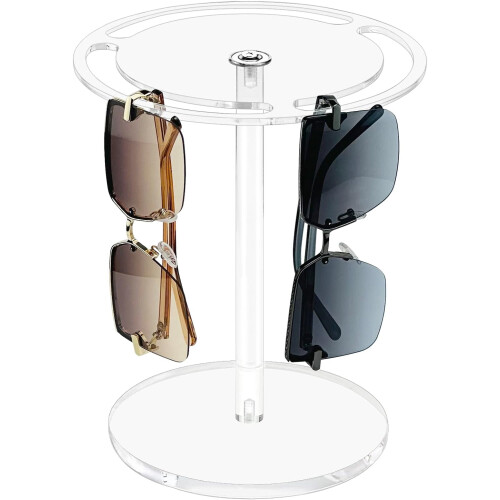 Acrylic Sunglasses Holder Stand 360 Rotating Clear Glass