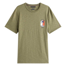 (L, Battle Green) Tommy Hilfiger Mens Palm Tree Crew Neck Regular T-Shirt