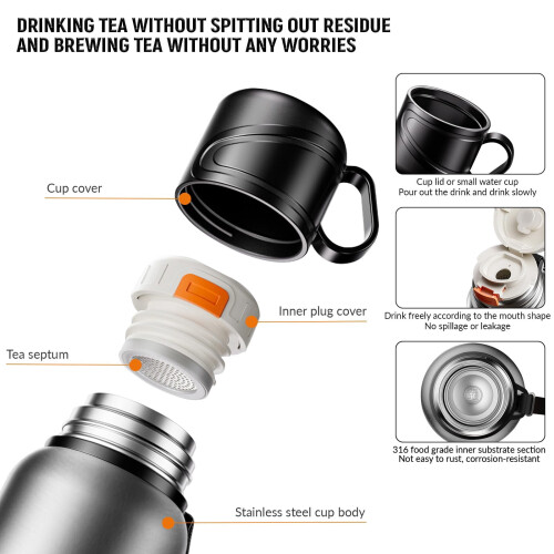 Stainless Steel Vacuum Tea Infuser Bottle with Temperature 2