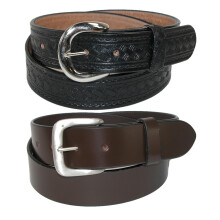 CTM Men's Leather Removable Buckle Belts (Pack of 2)
