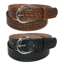 CTM Men's Leather Removable Buckle Belts (Pack of 2)