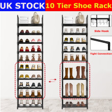 10 Tier Vertical Shoe Rack Tall Narrow Shelf Storage Organizer Slim Shoe Tower