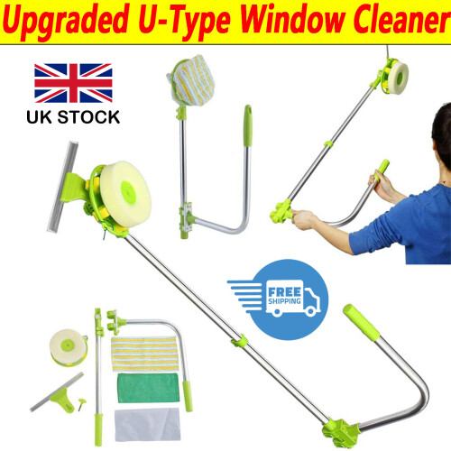 U Shaped Telescopic 2 in 1 Mulpurpose Window Cleaner Adjustable Sponge Head