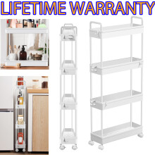 SLIM SLIDE OUT KITCHEN TROLLEY BATHROOM RACK HOLDER STORAGE SHELF ON WHEELS