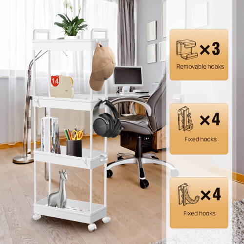 SLIM SLIDE OUT KITCHEN TROLLEY BATHROOM RACK HOLDER STORAGE SHELF ON WHEELS 2