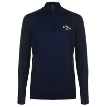 (M, Navy) Callaway Mens Fine Knit Quarter Zip Jumper