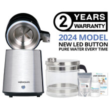 Water Pure Water Distiller, Stainless Steel, Glass Jug, 3 Years Filters FREE
