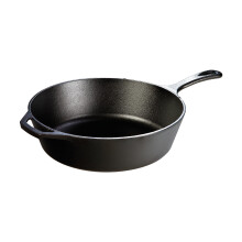 Lodge 5 Quart Pre-Seasoned Cast Iron Deep Skillet - Signature Teardrop Handle & Assist Handle - Use in the Oven on the Stove or Grill or Over a Cam
