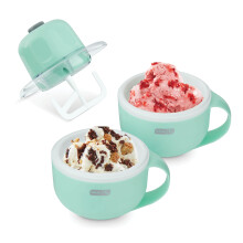 DASH My Mug Glassmaskin (Aqua): Mångsidig Soft Serve Glassmaskin med (2) Skålar för Hemlagad Gelato, Sorbet, Fryst Yoghurt