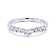 (L) Jewelco London Ladies Solid 9ct White Gold White Round Brilliant Cubic Zirconia Wishbone Eternity Ring - JRN527