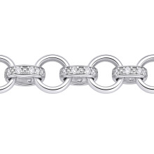 Jewelco London Unisex Rhodium Plated Sterling Silver Cubic Zirconia Pave Iced Belcher 8mm Chain Link Necklace - ACN024A
