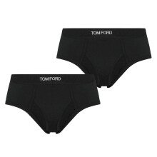 (M, Black) Tom Ford Mens Logo Cotton Briefs (Pack of 2)