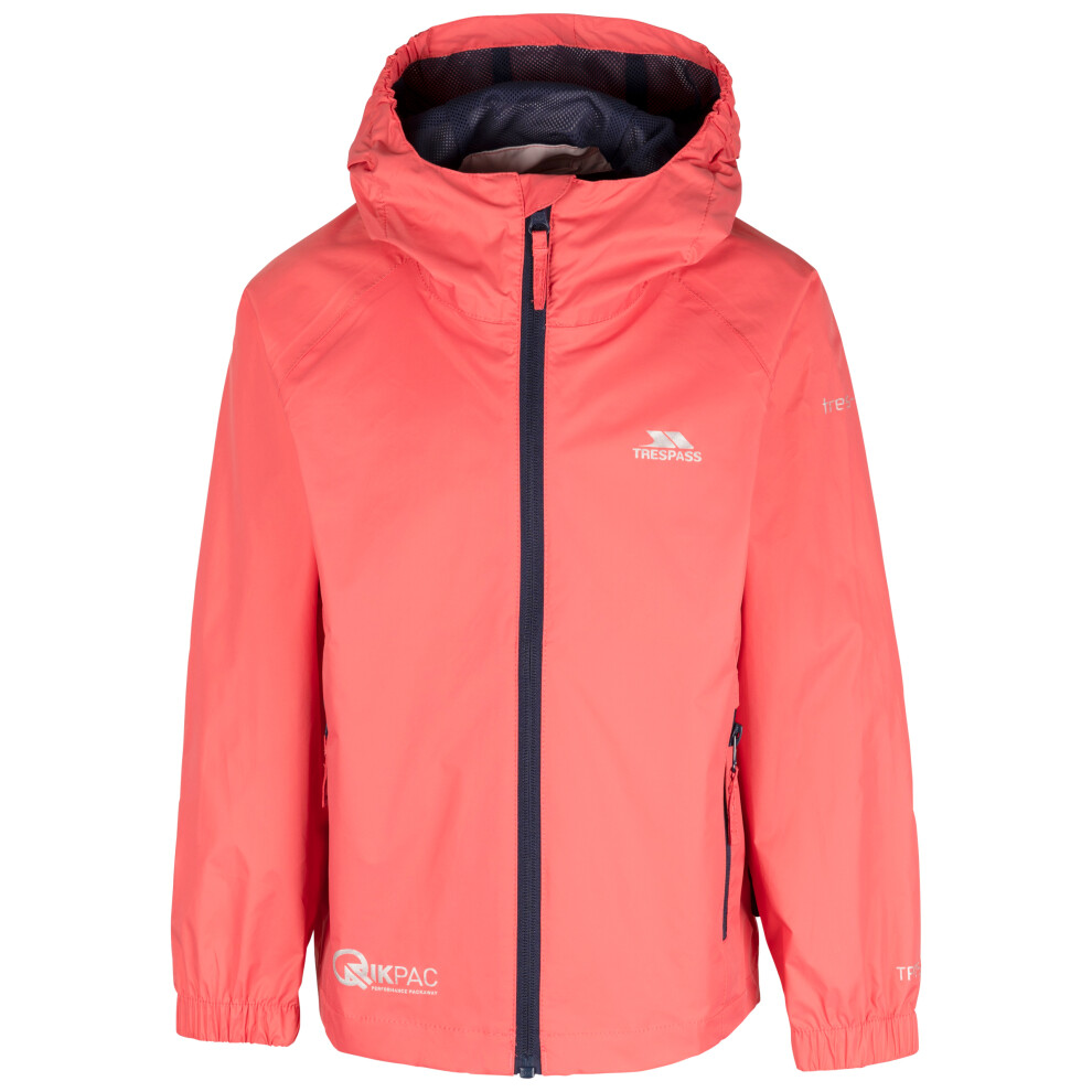 Trespass (5/6, Peach Blush) Unisex Kids Packaway Jacket - Qikpac