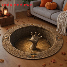 (Style 10,60x60cm)Tappetino antiscivolo circolare Halloween con orribile design stampato per tutti i giorni