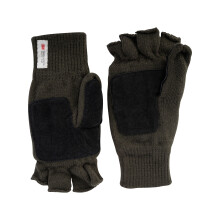 Jack Pyke Men’s Suede Palm Knitted Shooters Mitts Gloves – Convertible Thinsulate Fingerless Glo