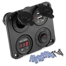 3X 12V-24V Auto Boot Steckdose Dual USB Ladegerät Voltmeter Schalten Panel für Fahrzeug Auto Boot Wohnmobil