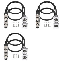 6 Pack D Type XLR Cable , Pass Through Connector, D XLR Male to Female for Premium Stage Box, Patch Panel, Panel Mount