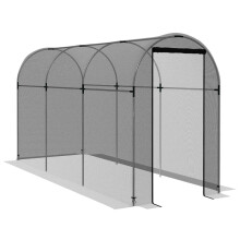 360 x 120cm Galvanised Steel Fruit Cage, Plant Protection Tent with Zipped Door, Black