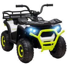 12V Kids Electric Ride on ATV, Battery-Powered Quad Bike w/ Spring Suspension, Forward Backward, Storage Basket, Green