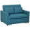 Loveseat Sofa Bed, Convertible Bed Settee with 2 Pillows, Side Pockets, Blue 1