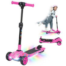 Three-Wheel Foldable Electric Scooter for Kids Aged 6-10 Years, Pink
