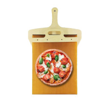 Schuifbare pizzaschep met handvat, geschikt voor de vaatwasser.