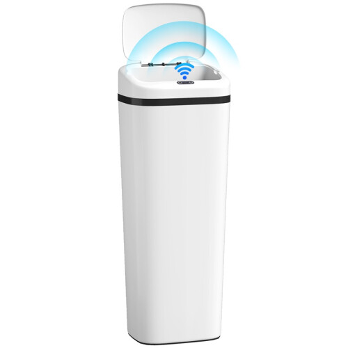 50L Stainless Steel Sensor Bin - White 1