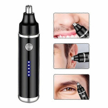 Tondeuse à poils de nez et d'oreilles à double lame, précision indolore, rechargeable par USB, facile à nettoyer avec accessoire p