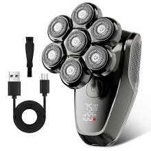 Rasoir de tête 7D pour hommes chauves, lame rotative détachable, étanche IPX7, rechargeable par USB, utilisation sur peau sèche ou