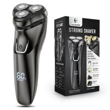 Rasoir électrique pour homme étanche, utilisable sur peau sèche ou humide, sans fil, rotatif, chargement rapide USB, idéal pour le