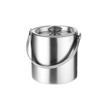 Seau à glace en acier inoxydable avec couvercle pour bar à domicile, idéal pour rafraîchir bières et champagnes.