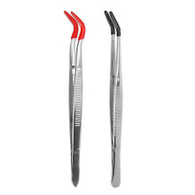 pinzas curvas con punta de goma, de acero inoxidable, para manualidades y joyería de laboratorio.
