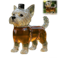Carafe à whisky en forme de chien mignon, 350 ml, récipient à boisson en verre haute transparence.