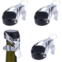 Lot de 4 bouchons de champagne en acier inoxydable pour vins mousseux avec pompe à pression intégrée, compatibles avec certaines m