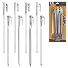 Campingmoon Heavy Duty Steel Tent Stakes Pegs with Hook and Hole Design for Outdoor Backpacking Camping Tent Canopy R35-6