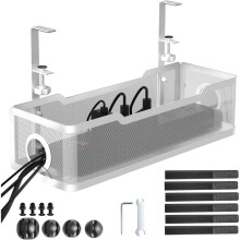 Under Desk Cable Management Tray, Wire Organizers No Drill, Cable Tray with Clamp for Wire Management, Cord Organization