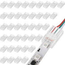 40 Stuks 3-Pins 10 mm Soldeerloze LED-Stripconnectoren, Transparante Railverlichtingsconnectoren voor 5050 RGB-Stripverlichting