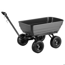 Carro de Jardín Volteador 544 kg-Duoku-Cuba de PP para Transporte de Madera, Plantas y Tierra, 4 Ruedas Increíbles