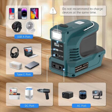 110V Inverter Power Station for 18V Battery 220W LED Outdoor Camping Adapter Power Supply Tool US Plug