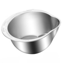 Reiswascher-Siebschüssel, Edelstahl-Reiswaschschüssel, Sieb, Sieb, Obst- und Gemüsesieb, Küchenhelfer