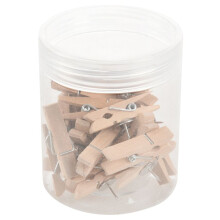 Push Pins with Wooden Clips Pushpins Tacks Thumbtacks, Paper Clips with Pins Natural Color 100pcs