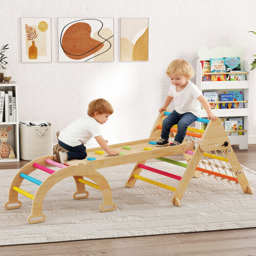 AIYAPLAY 8-in-1 Toddler Climbing Frame, Play Triangle Set, Multicolour