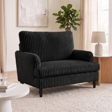 HOMCOM Corduroy Single Sofa Armchair with Stripes, Black