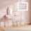 AIYAPLAY Kids Dressing Table with Stool, 3-Colour LED Lights Mirror, Drawer 4