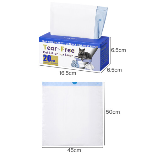 Skylos Cat Litter Bags Auto Scoop Bin Liners Heavy Duty Drawstring 40 Pack Blue 1