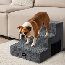 Skylos 3-Step Memory-Foam Dog Stairs for High Bed &amp; Sofa, Non-Slip Washable Cover