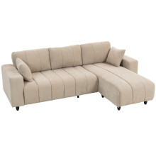 Sofá Chaise Longue Beige 242 x 156 x 87 cm